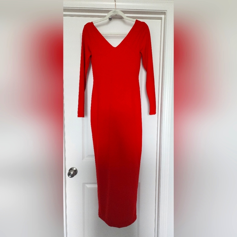 Elegant Red V-Neck Dress